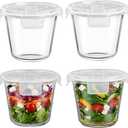 H.JSS WDJS 3Cup Round Glass Food Storage Containers with Airtight lids, 23oz Glass Meal Prep Containers, Heat-Resistant BPA-Free for Soup Leftover, Microwave, Dishwasher and Fridge Safe (white-4Pack), Large
