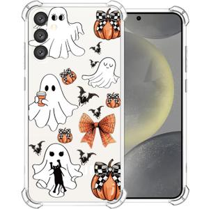 2 x Clear Halloween Phone Case for Samsung S23 FE,Pumpkin Bow Pattern Cover Soft Bumper Protective Cute Boys Girls Phone Case for Samsung S23 FE-Pumpkin Bow