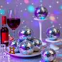 SHENLIU 8 Pack Mirror Disco Ball, 4 Inch Small Mirror Ball Ornaments Silver Hanging Disco Balls with Attached String for Reflect Light, Party Favor, Home Bands Decorations, Stage Props, Christmas