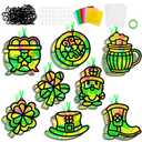 32 Sets Spring Suncatchers Craft Kit Flower Pot DIY Window Art Sun Catchers Stained Glass Ornament Colorful Plant Paper Crafts Home School Classroom Decorations Creative Project Activity Game