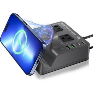 USB Charging Station for Multiple Devices Apple, TOPOINT 7 in 1 Power Strip with Wireless Charger for iPhone, 65W Fast Charging USB C Charger Block Phone for Samsung Android MacBook iPad Tablet
