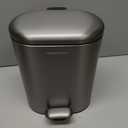Bathroom Trash Can with Step Pedal,1.3 Gallon Oval Bedroom Waste Basket with Soft-Close Lid & Removable Inner Bucket,Stainless Steel garbage cans for Bathroom,Bedroom,Living Room(Volcanic Gray)