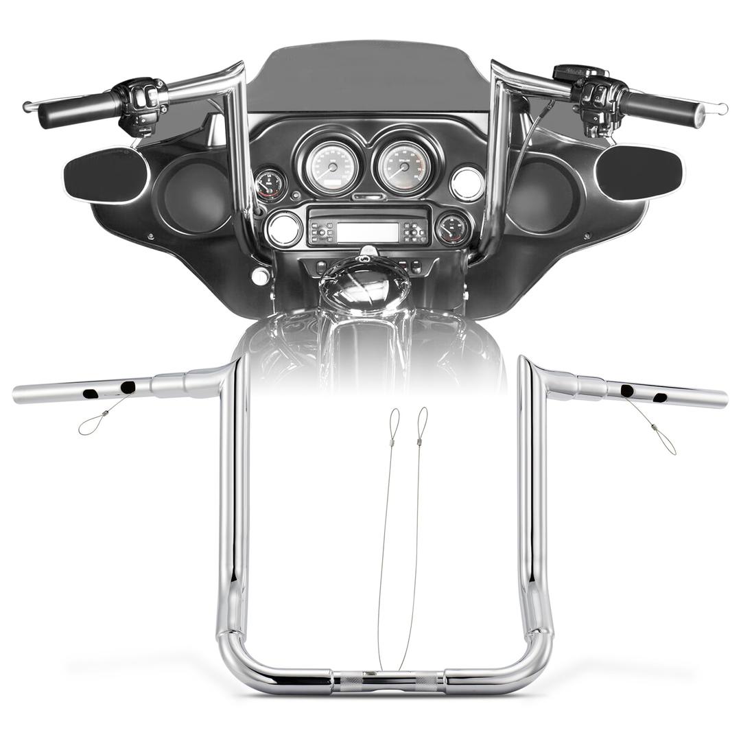 1 1/2 Inch 14" Rise 2024-up Street Glide Handlebar Ape Hangers, Chrome
