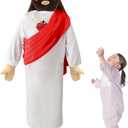 Giant Jesus Plush 6 Ft Jesus Stuffed Doll Plushie Toy Christian Pillow Religious Decoration Gift for Christening Easter (Red Heart)