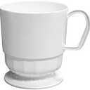 Party Essentials 8-Ounce Hard Plastic Coffee Cup/Tea Mug with Handle, 19 Count, Deluxe White