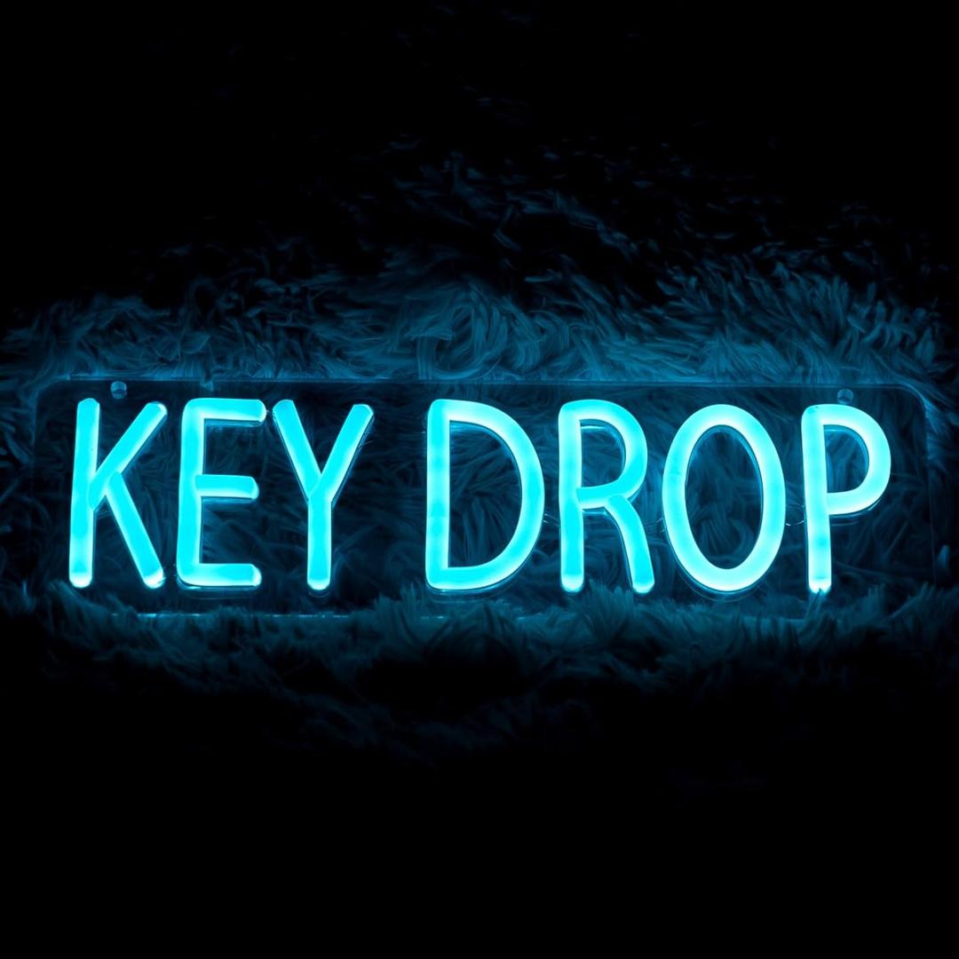KEY DROP Neon Sign Key Drop Led Light Sign Business Sign shop decor (12 x 3.5'')