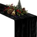 MANSPHIL Black Velvet Table Runner 72 Inches Long for New Year Casino Theme Party Decorations Luxury Fabric Table Cloth for Dining Room Kitchen Wedding Holiday