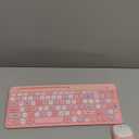 Retro Wireless Keyboard with Round Keycaps, 2.4GHz Full-Size USB Cute Wireless Keyboard Mouse for Computer, Desktop, Laptop and Computer (Pink-Colorful)