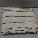 Jinchan Boho Linen Blend Curtains for Living Room & Bedroom - Black 90" Long Geometric Light Filtering Drapes with Rod Pocket (50"W x 90"L (Pack of 2), Back Tab| Black on Flax)