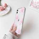 NITITOP Compatible with iPhone 12 Case Clear Cute Pink Lily Blossom Floral Flowers Pattern for Girls Women Soft TPU Transparent Shockproof Protective Phone Cover - Lilies