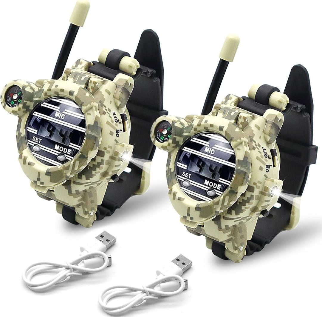 Walkie Talkies Watch Rechargeable, Spy Watch Army Toys for Kids, 7 in 1 Digital Watch Walkie Talkies with Flashlight, Cool Spy Gadgets for Boy Girls Outdoor Game (Camo) Walkie Talkies Watch Rechargeable, Spy Watch Army Toys for Kids, 7 in 1 Digital Watch Walkie Talkies with Flashlight, Cool Spy Gadgets for Boy Girls Outdoor Game (Camo)