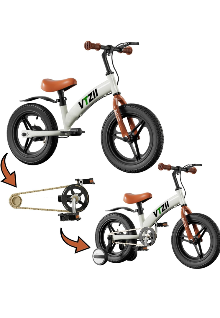Balance Bike 2 in 1 with Pedals Brake Training Wheels Kickstand Pneumatic tyre,for Kids 2-7 Years Old,Kids Bike 14 inch