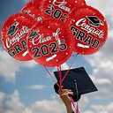 10 Red and black graduation balloons 2025
