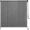 Sunocity Outdoor Roller Shade 5' W x 8' H Cordless - Two Pole Splicing Design Exterior Roll Up Blinds with One-Piece 90% UV Block Fabric for Patio, Backyard, Pergola & Balcony, Gray