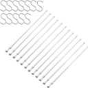 12 Pack Tension Rods for Windows 28 to 48 Inch Spring Tension Rod Adjustable Metal No Drill Curtain Rod for Windows, Shower, Door, Kitchen (White, 12 Pack)