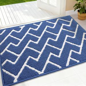 OLANLY Front Door Mat, Non-Slip Rubber Backing, Dirt Resistant and Absorbent, Washable, Easy to Clean Low-Profile Indoor Doormat for Back Door, Entryway, Inside Entrance, 32x20, Navy