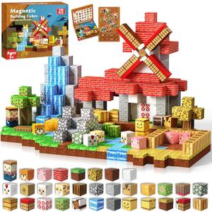Goody King Magnetic Blocks | 120PCS Magnetic Building Blocks,Magnetic Blocks Farm,STEM Montessori Sensory Toys for Toddlers Kids Boys Girls Ages 3 4 5 6 7 8 9 10 Christmas Birthday Easter Gifts