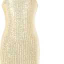 2 x EXARUS Girls Halter Neck Sparkly Sequin Dress Sleeveless Party Dance Formal