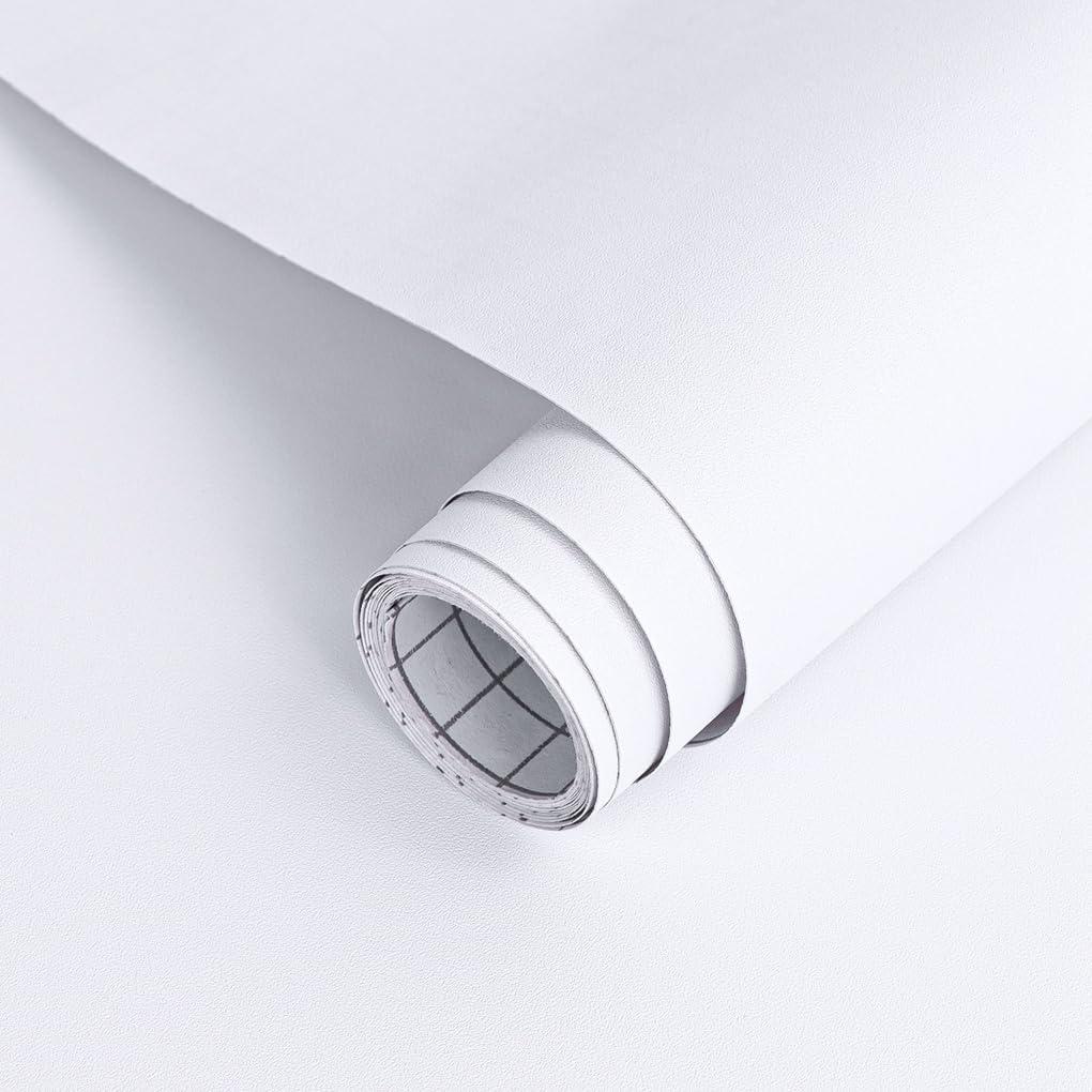 Arthome 35.4''x120'' White Contact Paper, Self-Adhesive Wallpaper Waterproof Gloss PVC Vinyl, Oil Proof, White Vinyl Paper for Furniture Cover Surface, Countertop, Kitchen, Shelf Liner (35.4" x 120", White Matte)