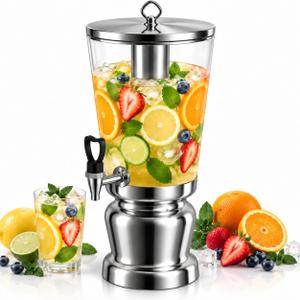 WantJoin Beverage Dispenser With Stand -2 Gallon Beverage Dispenser Drink Dispenser w/Upgraded Dual Cores & Base, Leakproof Spigot, Visible Container, Drink Dispenser For Parties, Events, Gathering (EXP 01/01/27)