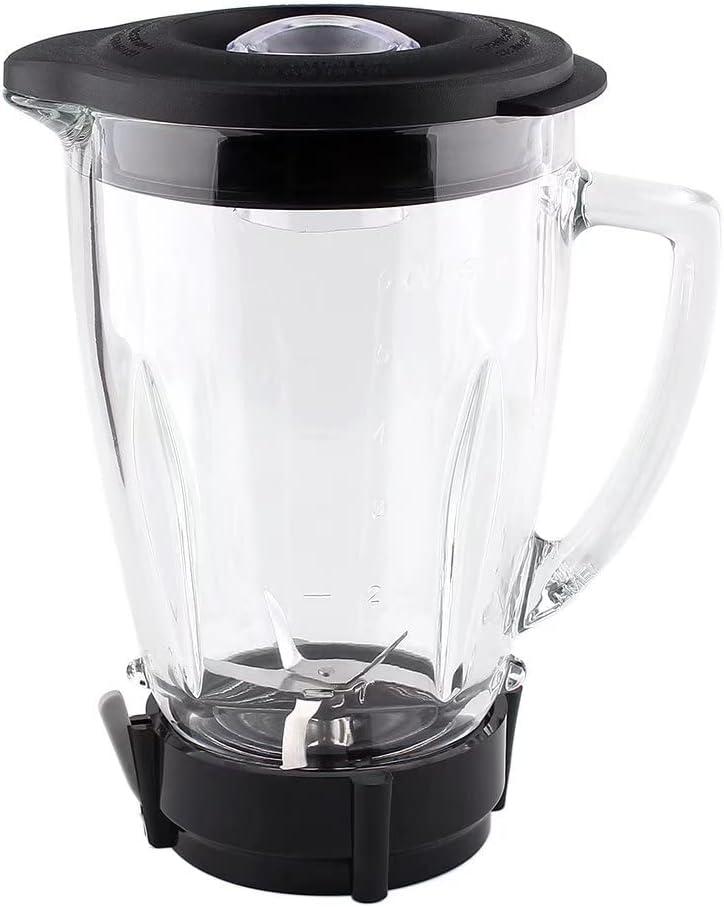 Anbige Replacement Parts Glass jar with Jar Base Bottom Cap,Blade with Rubber Gasket, Compatible with Oster Pro 1200 Blenders