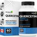Renew Actives Quercetin 1000MG per 2 Capsules Max Potency Natural Bioflavonoid for Antioxidant Protection Neutralizes Free Radicals & Supports Blood Vessel Health Made in Canada 60 Capsules (BBD: 02/2026)