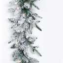 Nervure 9FT Real Touch Christmas Artificial Garland - Norfolk Pine Flocked Garland with 50 Warm White LED Lights for Home Fireplace Indoor Holiday Xmas Decor