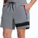 SILKWORLD Mens Swim Trunks with Compression Liner Quick Dry 6 in Bathing Suit Summer Swim Shorts with Zipper Pockets (Gray, S)