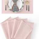 Set of 4 Soft Linen Handmade Placemats Heat Resistant Dining Table Place Mats Kitchen Table Mats 12 x 18 Baby Pink