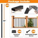 50-Pack 36'' Deck Balusters, Black Metal Deck Spindles with Screws & End Caps, Hollow Rectangle Stair Railing Balusters for Decks, Porches, Fences