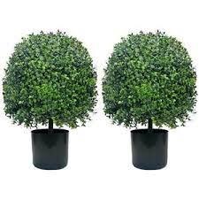 DOPGIB Artificial Boxwood Topiary Ball Trees 20 Inch 2pcs UV-Anti Greenery Decorative Faxu Plants for Home Front Porch, Indoor Walkway, Entryway Indoor & Outdoor Decor