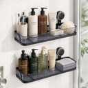 Suction Cup Shower Caddy 2 Pack, No Drilling Bathroom Shelf, Wall Mounted Shower Organizer with Drainage Bottom, Shampoo Soap Razor Holder Storage Rack