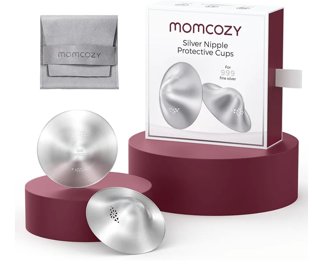 Momcozy 999 Silver Nursing Cups Original Perforated Breathable Design, 999 Silver Nipple Cover for Breastfeeding Essential, Nipple Shield for Nursing Newborn, Metal Nipple Shields, Regular Size