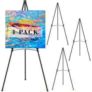 Easel Stand for Sign,63" Portable Metal Easel Stand for Wedding Sign,Adjustable Folding Art Easel for Display with Portable Bags(Black,4 Pack)