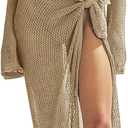 Women's Swimsuits Cover Ups Set for Crochet Bathing Suit Hollow Out 2 Piece Bikini Coverup Beach Swimwear (Medium, Khaki-1)