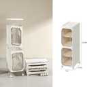 LXLXXL Narrow Storage Cabinet Slim Bathroom Storage Cabinet with Movable Wheels Tall Bathroom Organizer Skinny Cabinet for Small Spaces 2-Tier Beige