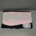 Ergonomic Wireless Keyboard and Mouse Combo, Wave Keys Keyboard with Wrist Rest for Natural Typing, 3 DPI Adjustable Ergonomic Silent Mouse for Computer/Laptop/Windows/Mac (Pink)