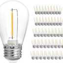 SUNTHIN 50 Pack Dimmable 1W S14 Replacement LED Bulbs, 2700K Warm White Waterproof Outdoor String Lights Vintage LED Filament Bulb, Shatterproof E26 Screw Base Edison Light Bulbs