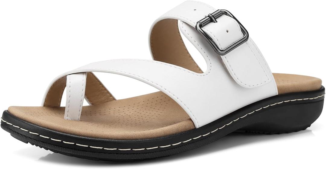 SHIBEVER Flip Flops for Women Sandals: White 2026 Summer Arch Support Sandals Size 8 - Comfortable 2026 Slip On Thong Soft Flat Shoes