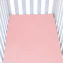 Knlpruhk Silk Fitted Crib Sheet 28" x 52" Surface (100% Pure Mulberry Silk) 9" Deep Pocket (Satin) for Baby Hair 19 Momme 6A High Grade Fibers Ultra Soft Smooth Breathable Pink