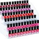 KINGROW Nail Polish Organizer Holder Rack 6 Layers Acrylic Display Rack Eyeglasses Shelf Essential Oils Ink Storage Holds Up to 96 (Fit 1-2oz Bottles)