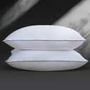 Luxurious Goose Down Bed Pillows King Size Set of 2, Hotel Collection Pillows Designed for Deep Sleep, Soft and Supportive Filling for Side, Back Sleepers 20" x 36"