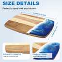 Acacia Wood Cutting Board with Resin Wave Design, Versatile Kitchen Chopping Board for Meat, Vegetables, Fruits, Cheese & Charcuterie, Blue Ocean Vibes Elegant Serving Tray, 14x9.8 Inches