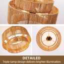 16" Boho Rattan Woven Semi Flush Ceiling Light Fixture, 16-inch Three-Tier Vertical Stripes