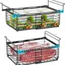 iSPECLE Large Chest Freezer Organizer Bins - 17.5" to 22.6" Expandable Length Baskets for Deep Freezer, Fit 10 to 20 Cu.FT, 2 Pack Adjustable Hanging Chest Freezer Basket, Black