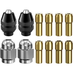 3 x Drill Chuck Collet Set for Dremel, 14PCS 1/32" to 1/8" Replacement 4486 Drill Keyless Bit Chuck Shank Rotary Tool Quick Change Adapter