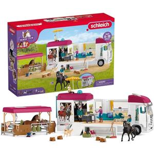 Schleich Horse Club - 227PC Lisa Transporter Playset Horse Toy Trailer Set with Family, 3 Horses, Dog, Grooming Station & Rooftop Pool for Real Water Play Realistic Toys for Kids Ages 5+ | 42619, One Size