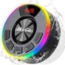 MuGo Bluetooth Shower Speaker, 360° HD Stereo Sound, IPX7 Waterproof Wireless Speaker Bluetooth 5.3 with RGB Lights, Suction Cup and Microphone, Small Shower Radio for Home/Party/Outdoor/Gifts, Black