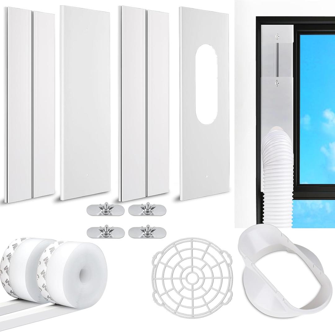 Portable AC Vent Kit, 2024 Upgrade with 2Pack 3m Window Seal, Adjustable Sliding AC Vent for Exhaust Hose, 5.1" Diameter