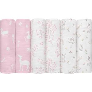 GLLQUEN BABY Receiving Blanket Boy Cotton Muslin Swaddle Blankets Girl Newborn Squares Breathable & Soft Thin Baby Blankets Cloths Double Absorbent Infant Swaddling Wrap - 6 Pack (Looking for Spring)